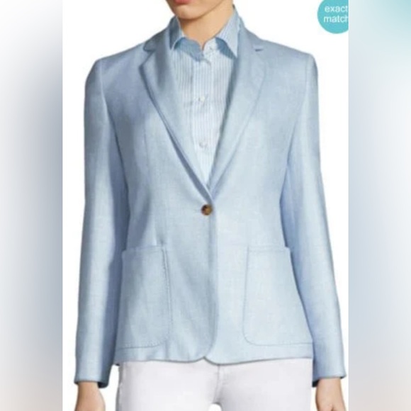 MaxMara Jackets & Blazers - Max Mara Emy Blazer Sky Blue Silk Linen Wool – Size 8